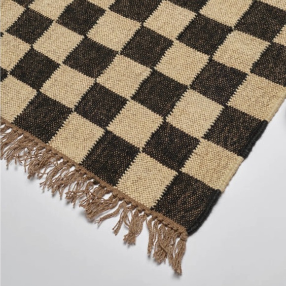 Handmade Black Jute Checkered Rug - 6x9 - Picture 2 of 3